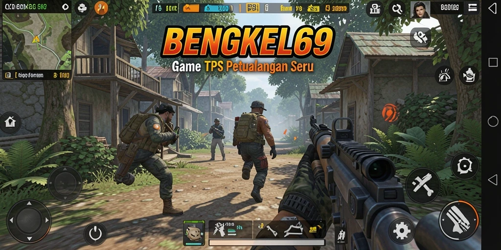 Screenshot dari gameplay BENGKEL69 yang menampilkan aksi menegangkan di medan perang.