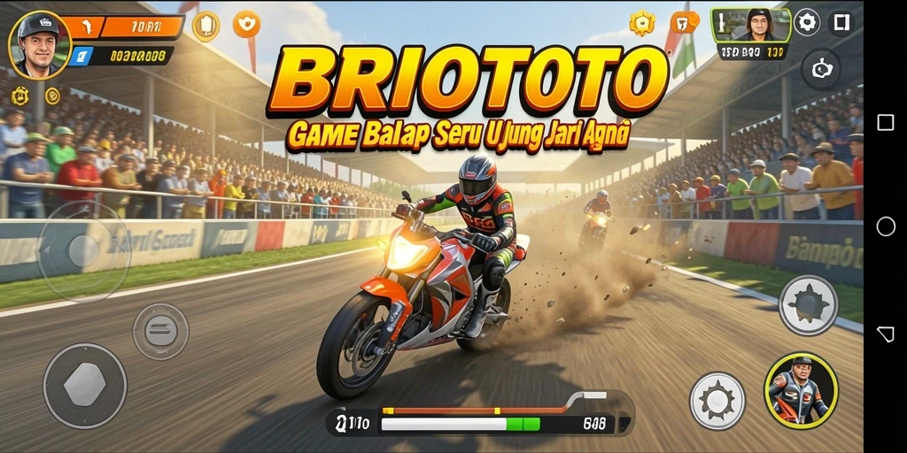 Tangkapan layar BRIOTOTO menunjukkan penuh aksi balapan yang mendebarkan.