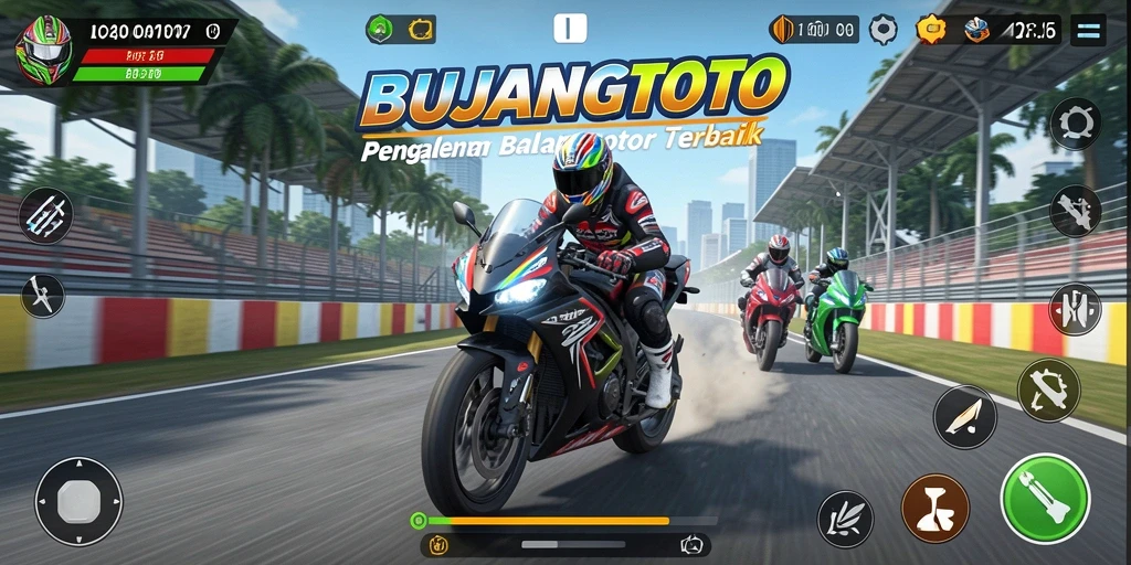 Gameplay seru dalam balapan motor cepat.