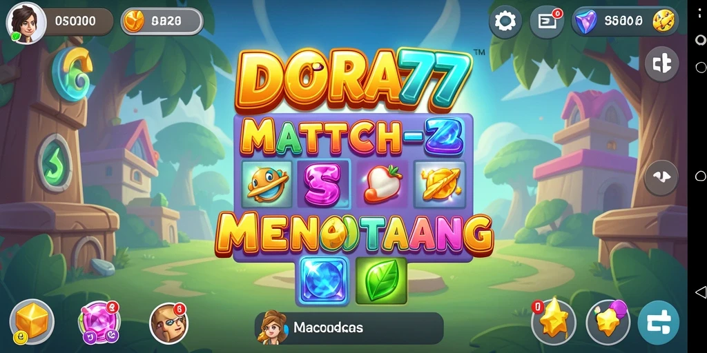 Tangkapan layar DORA77 menampilkan gameplay Match-3 yang seru.