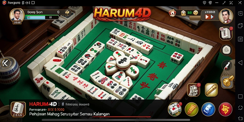 Tampilan utama gameplay HARUM4D yang menampilkan papan Mahjong.