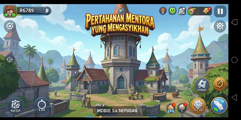 Tangkapan layar gameplay Tower Defense yang menegangkan.