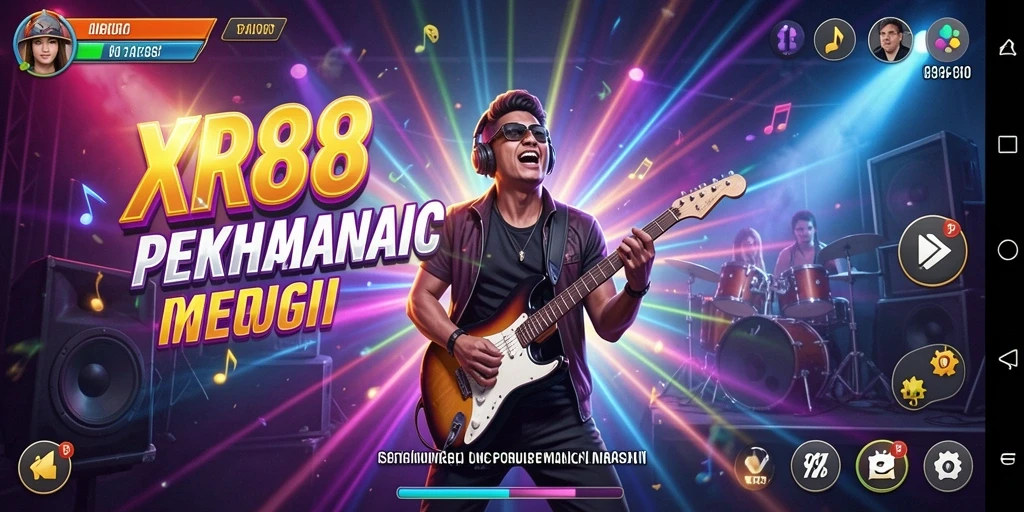 Screenshot utama XR88 menampilkan gameplay seru dengan musik yang energik.