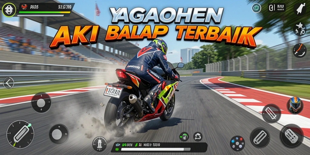 Tampilan gameplay seru di YAGAOHEN dengan aksi balap motor yang intens.